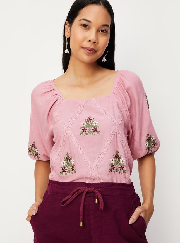 Women Floral Embroidered Top