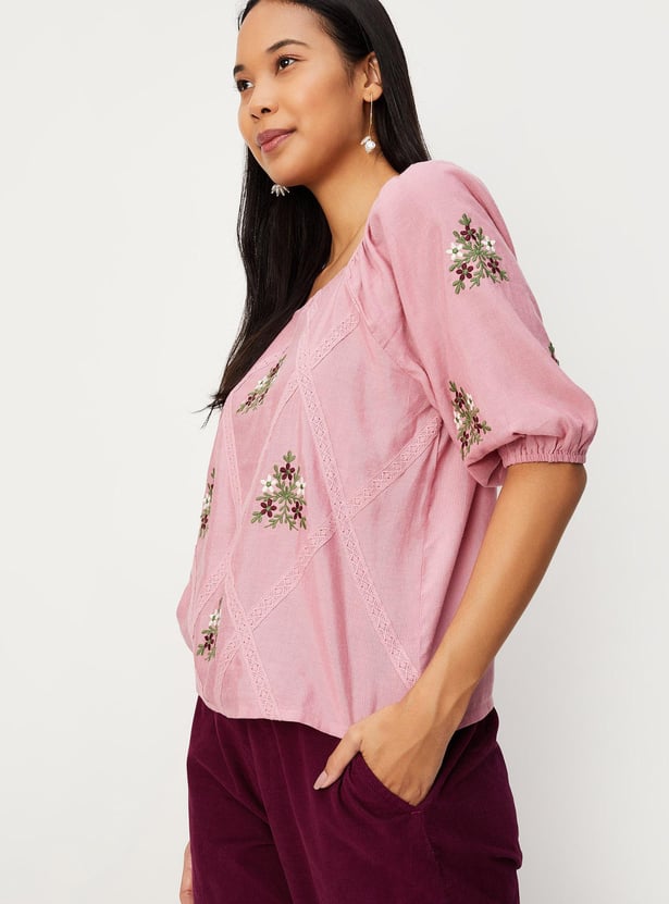 Women Floral Embroidered Top