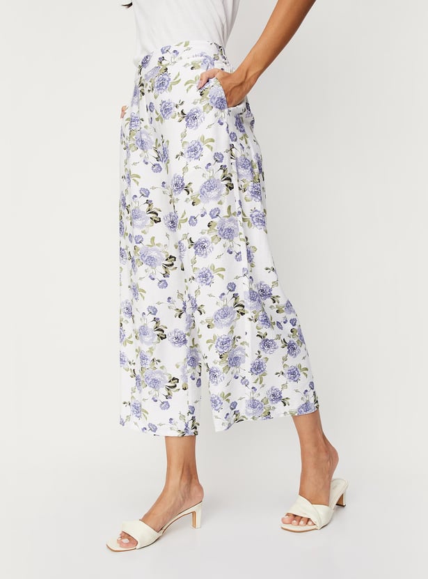 Women Floral Printed Wide Leg Trousers