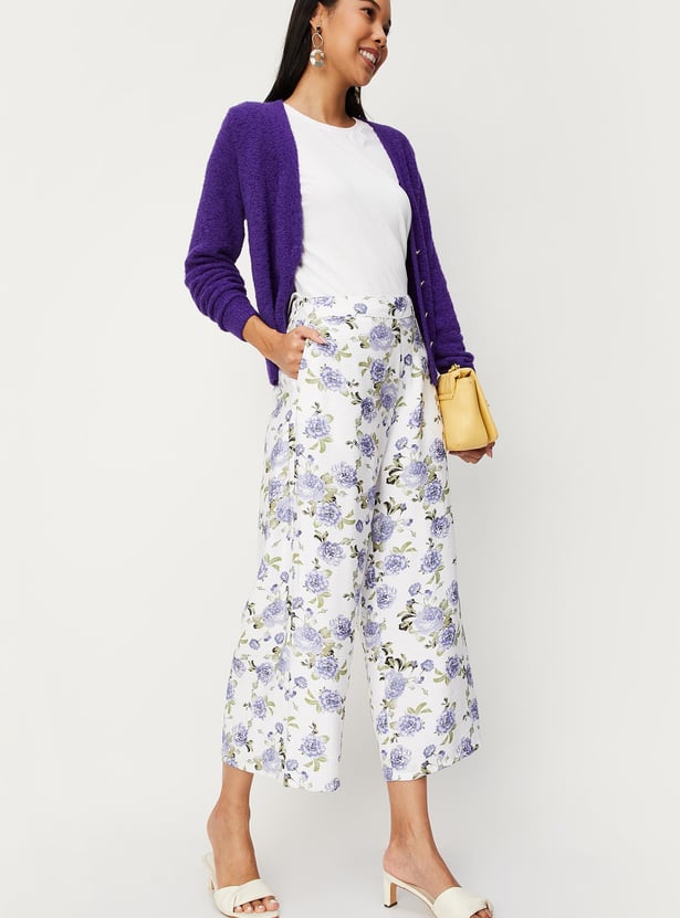 Women Floral Printed Wide Leg Trousers