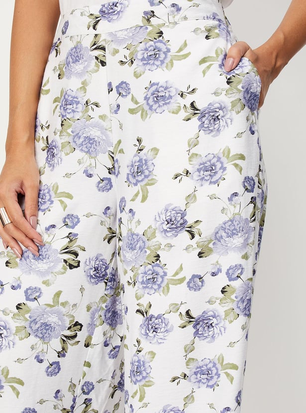 Women Floral Printed Wide Leg Trousers
