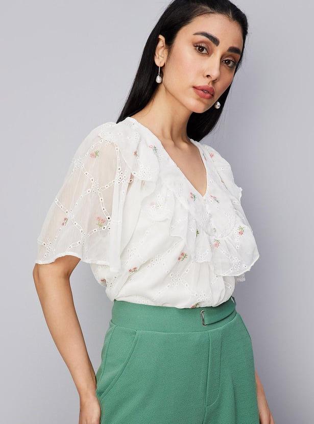 Buy Women Embroidered Chiffon Top Online at just