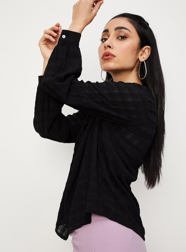 Women Textured V-neck Top