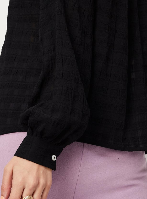 Women Textured V-neck Top