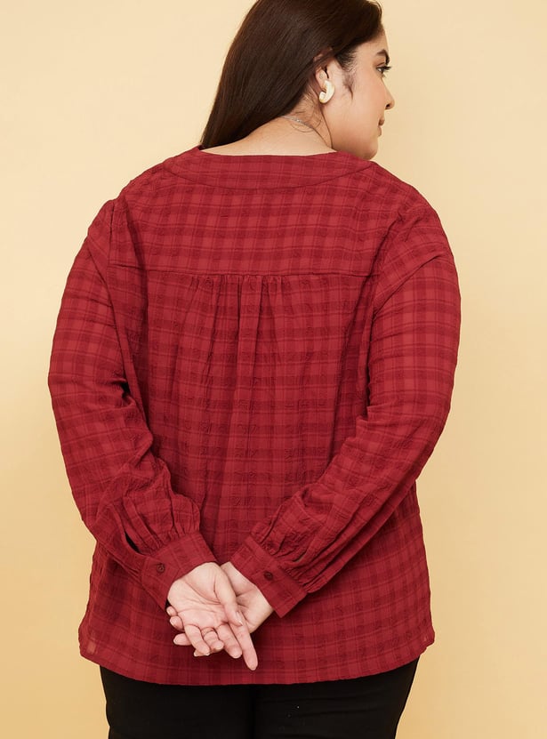 Women Textured V-neck Top