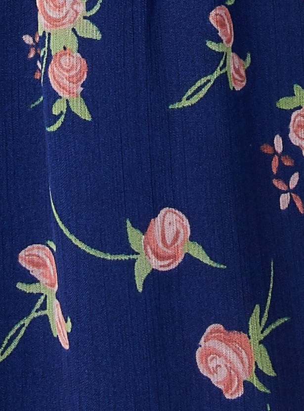 Women Printed Tie-Up Neck A-line Dress