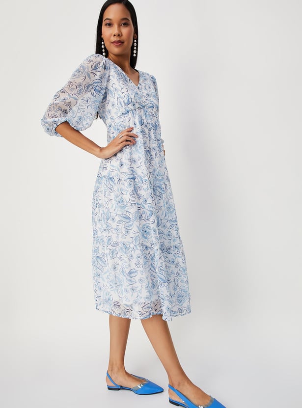 Women Printed Green A Line Dress main image 0