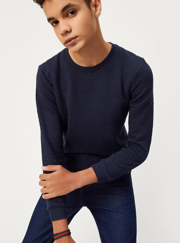 Boys Textured Cotton Sweatshirt