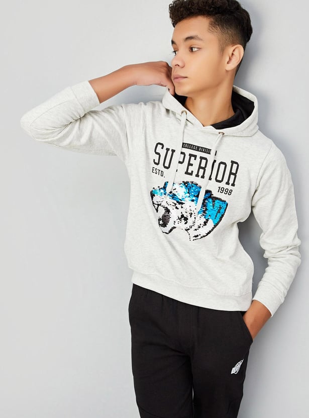 Boys Embellished Hooded Sweatshirt