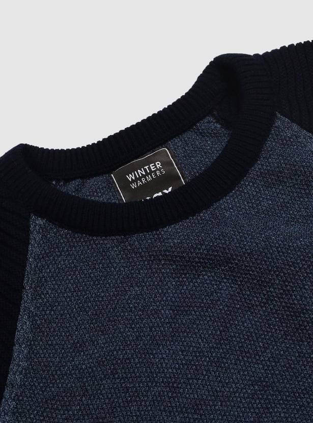 Boys Colourblocked Raglan Sleeves Sweater