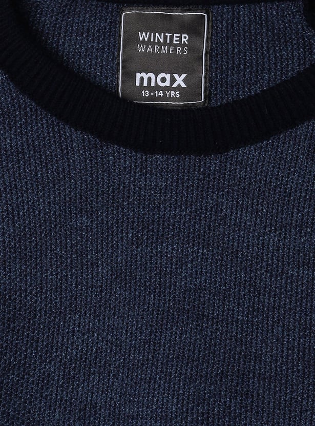 Boys Colourblocked Raglan Sleeves Sweater