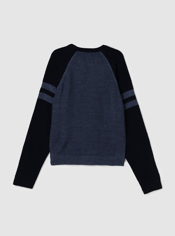 Boys Colourblocked Raglan Sleeves Sweater