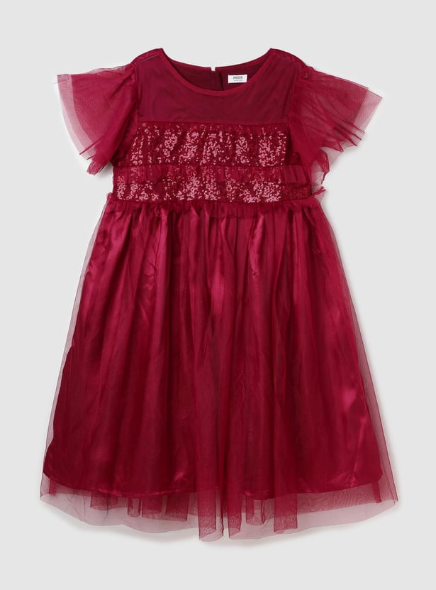 Girls Sequinned Tulle Dress