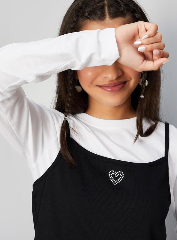Girls Solid Layered T-shirt