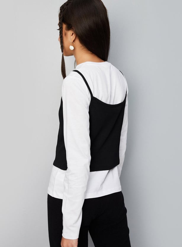 Girls Solid Layered T-shirt