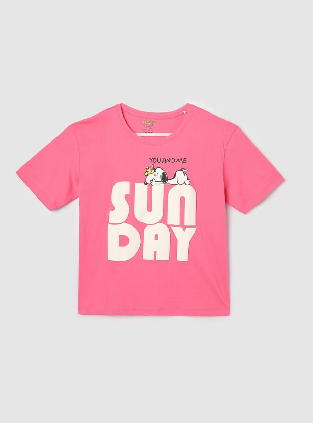 Girls Peanuts Printed T-shirt