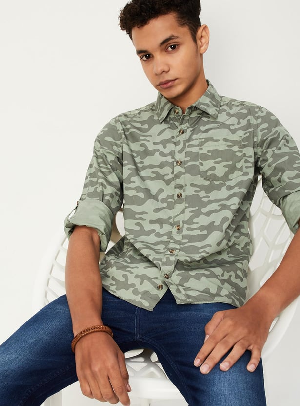 Boys Camouflage Printed Shirt