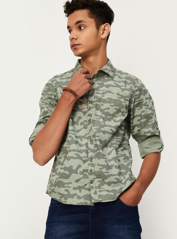 Boys Camouflage Printed Shirt