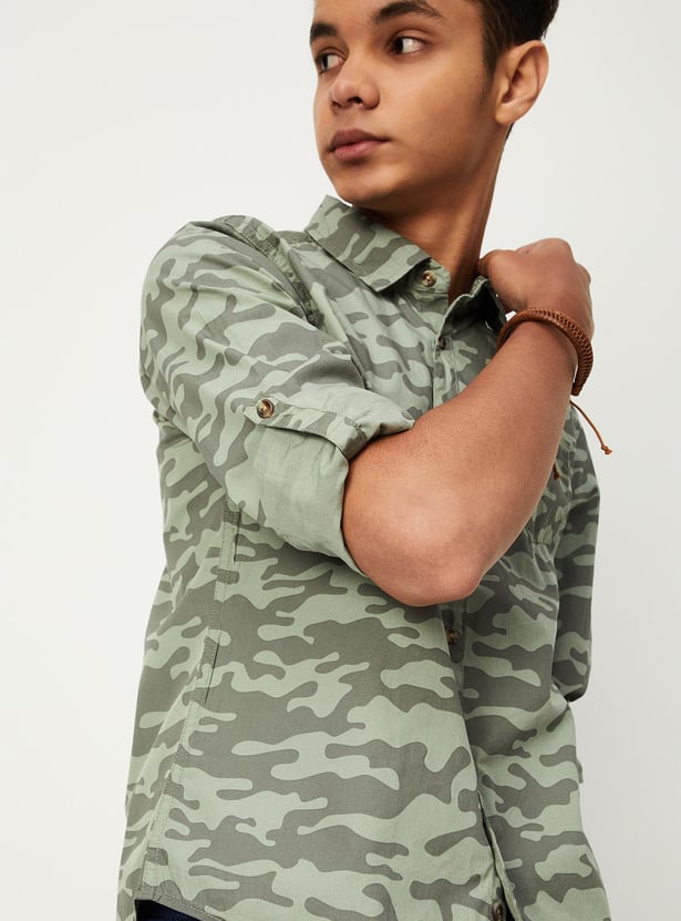 Boys Camouflage Printed Shirt