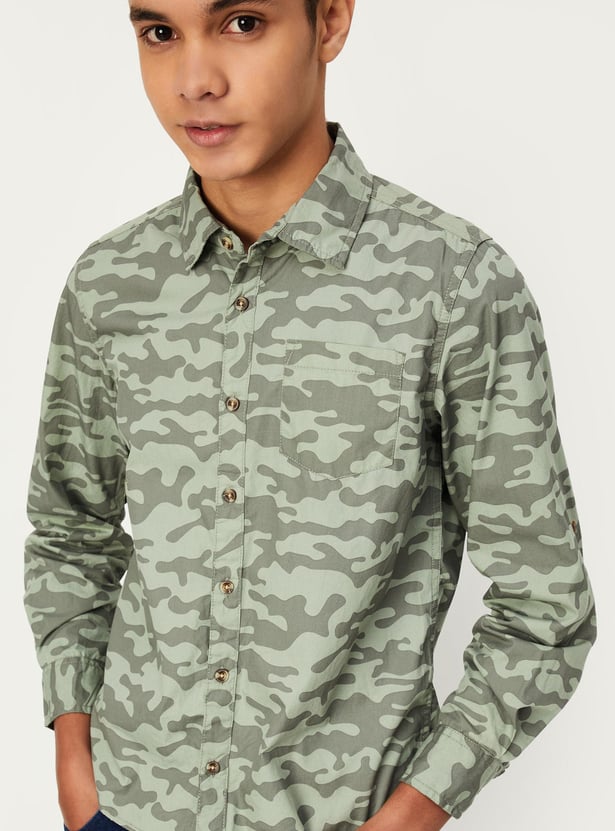 Boys Camouflage Printed Shirt