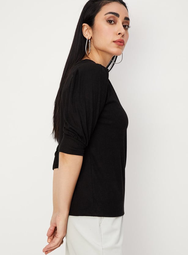 Buy Women Rib Knit TieUp Back Top Online at just Rs. 699.0 1000012841800 Max Fashion