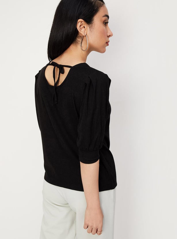 Buy Women Rib Knit TieUp Back Top Online at just Rs. 699.0 1000012841800 Max Fashion