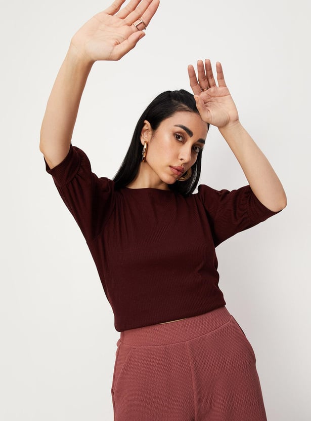 Buy Women Rib Knit TieUp Back Top Online at just Rs. 699.0 1000012841812 Max Fashion