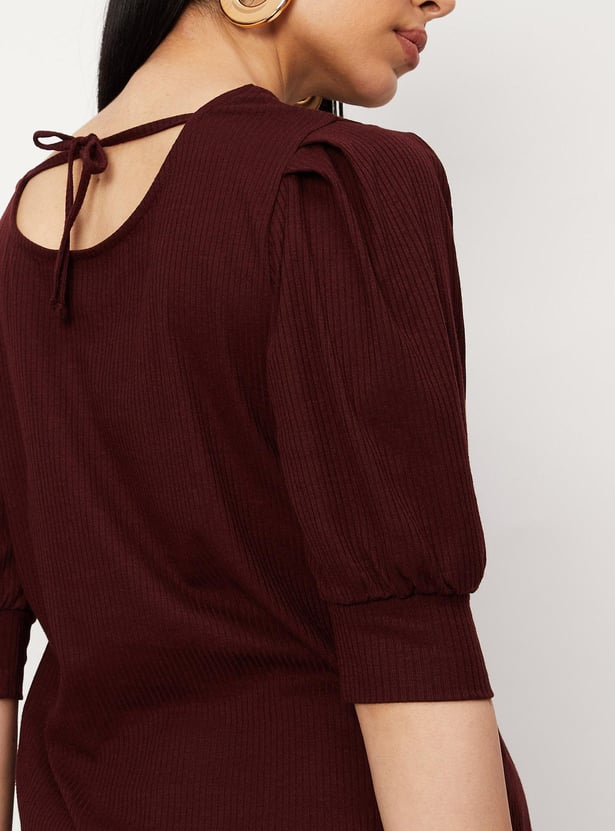 Buy Women Rib Knit TieUp Back Top Online at just Rs. 699.0 1000012841812 Max Fashion