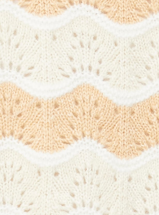 Women Striped Cable-Knit Cardigan