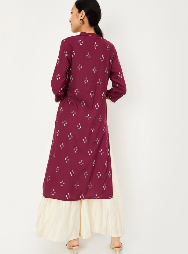 Women Embroidered Yoke Straight Kurta