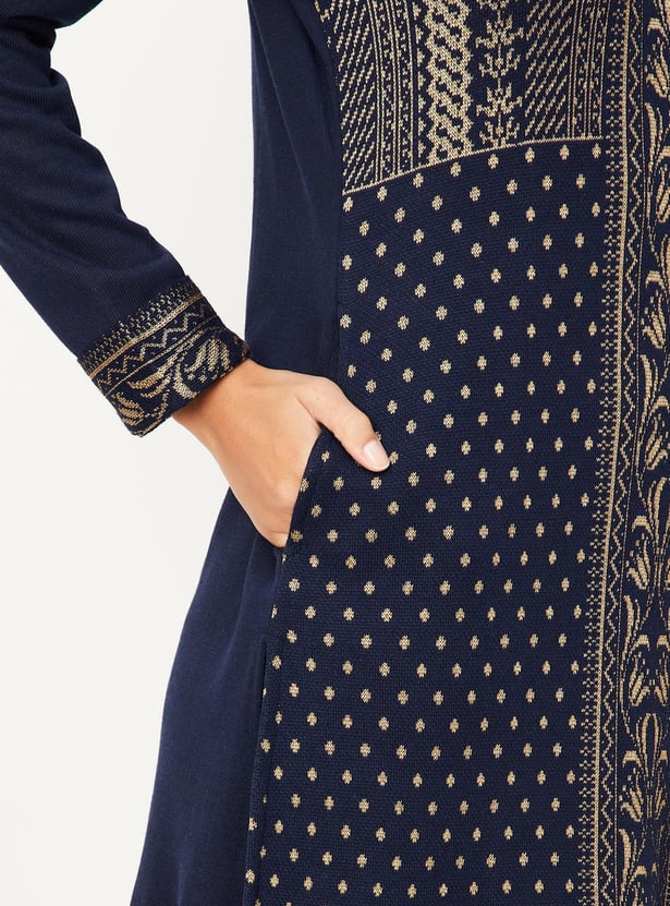 Women Printed Knit Kurta with Palazzos