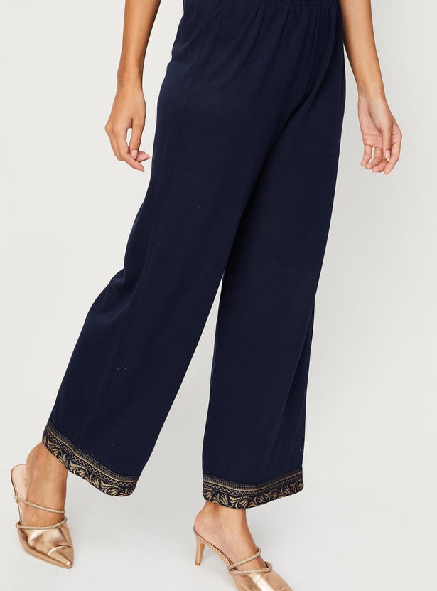 Women Printed Knit Kurta with Palazzos