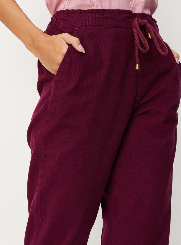Women Relaxed Fit Corduroy Trousers