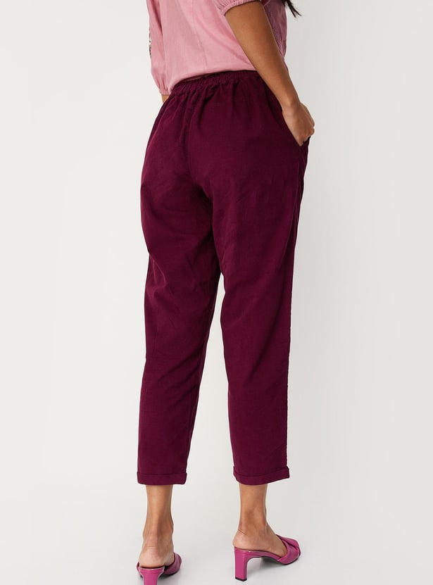 Women Relaxed Fit Corduroy Trousers