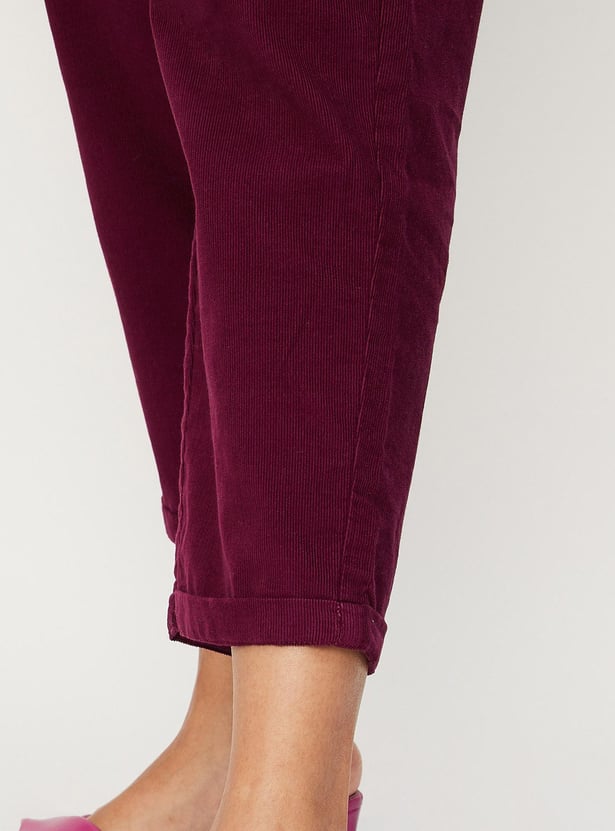 Women Relaxed Fit Corduroy Trousers