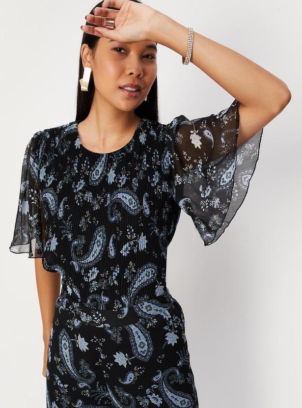 Women Pleated Peplum Top
