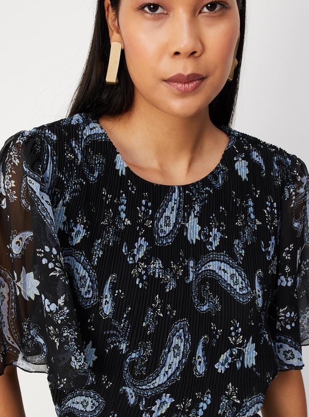 Women Pleated Peplum Top