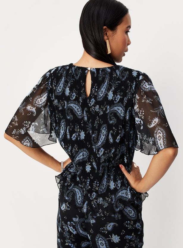 Women Pleated Peplum Top