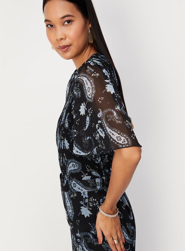 Women Pleated Peplum Top