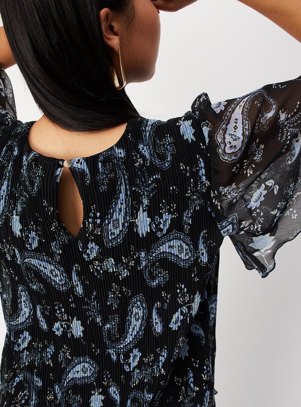 Women Pleated Peplum Top