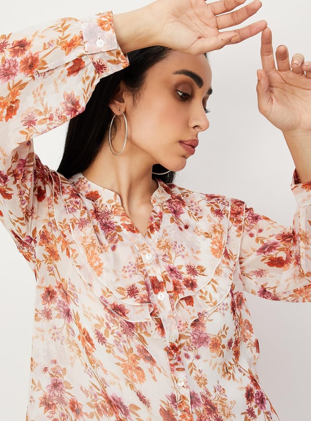 Women Printed Ruffled Blouse