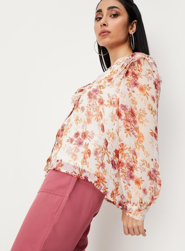 Women Printed Ruffled Blouse