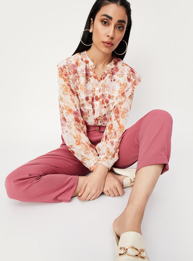 Women Printed Ruffled Blouse
