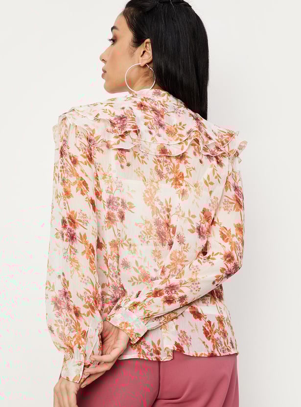 Women Printed Ruffled Blouse