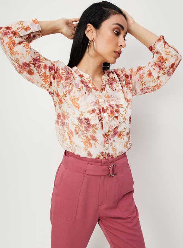 Women Printed Ruffled Blouse