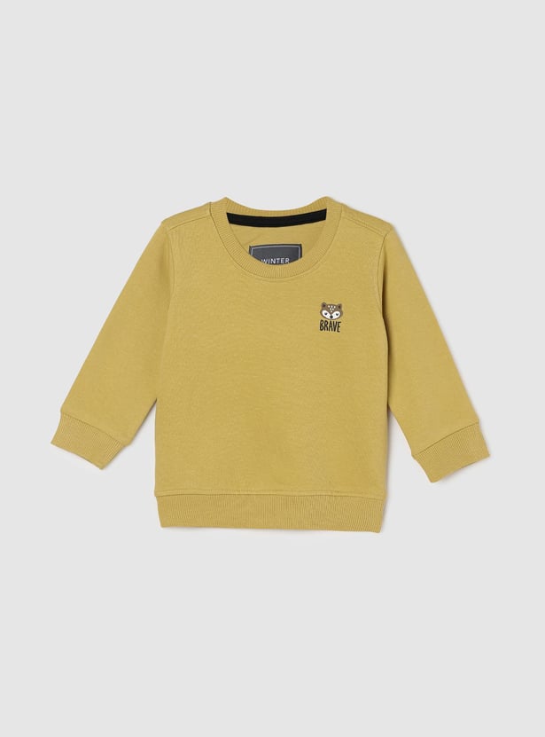 Boys Solid Ribbed Sweatshirt