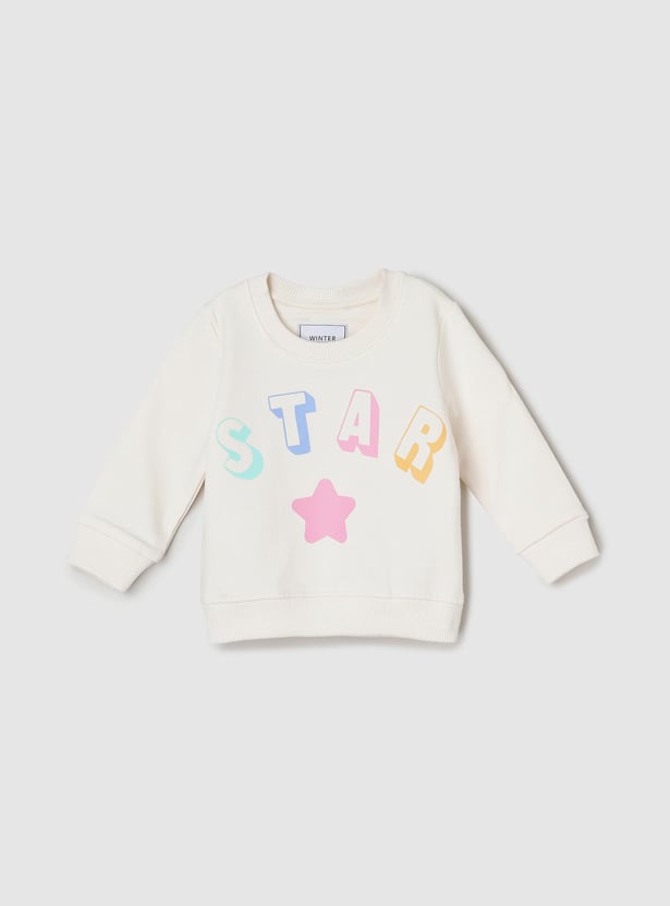 Girls Printed Ribbed Sweatshirt