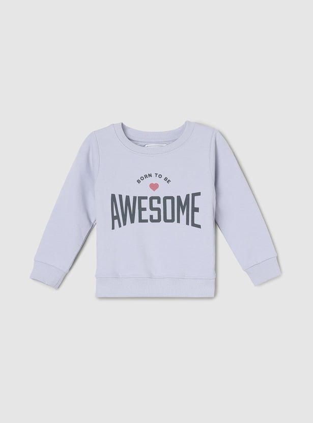 Girls Typographic Printed Sweatshirt