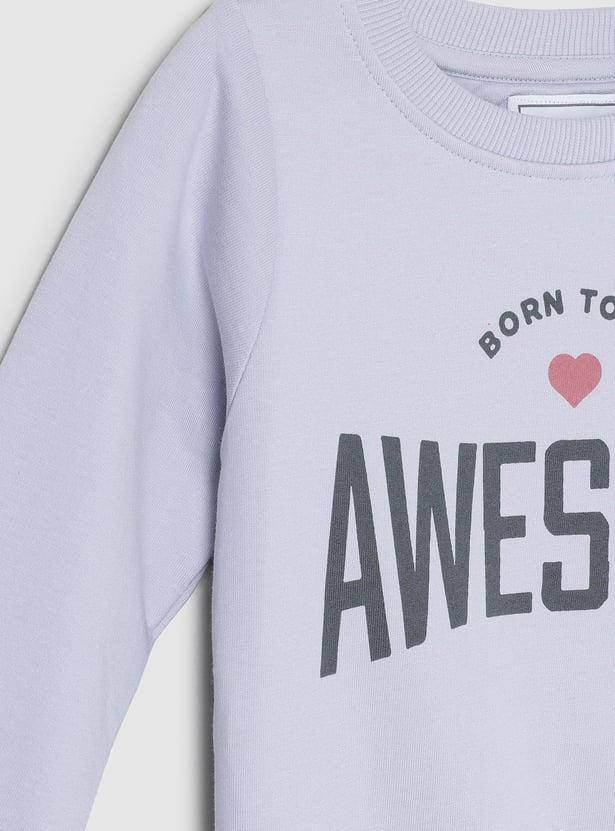 Girls Typographic Printed Sweatshirt