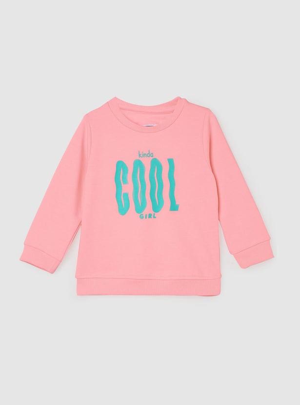 Girls Typographic Printed Sweatshirt